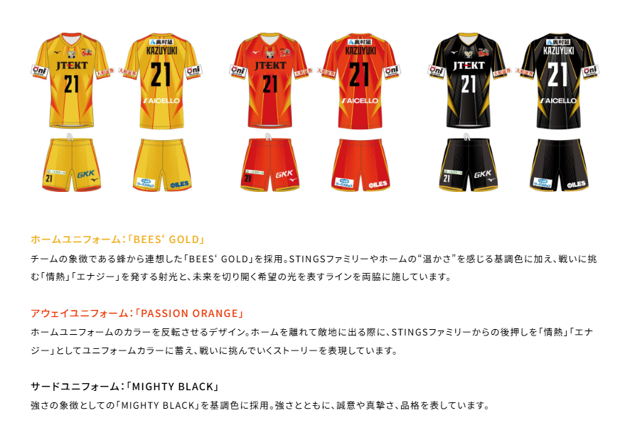 2024-25シーズン 新ユニフォーム発表 | ジェイテクトSTINGS愛知｜男子